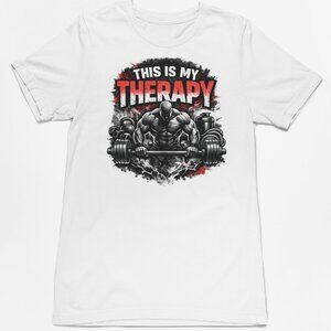 Men’s Motivational Workout T-Shirt – “This Is My Therapy” Weightlifting Tee